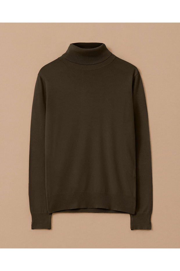 Tam Balıkçı Yaka Örme Triko Bluz - 7