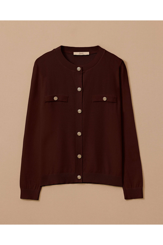 Düğmeli Triko Hırka - 1