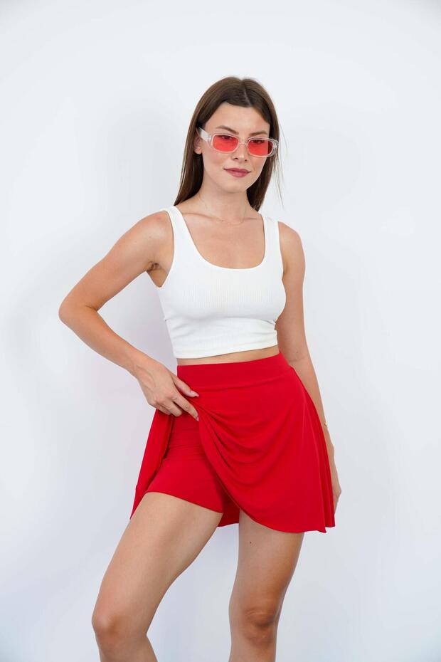 Şort Etek-Kırmızı - 3