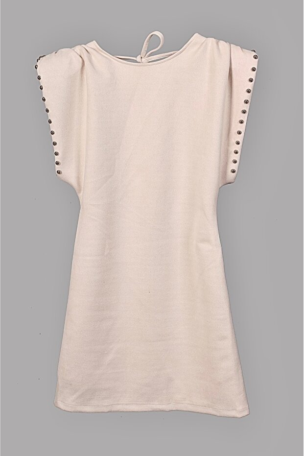 Ekru mini elbise - 3