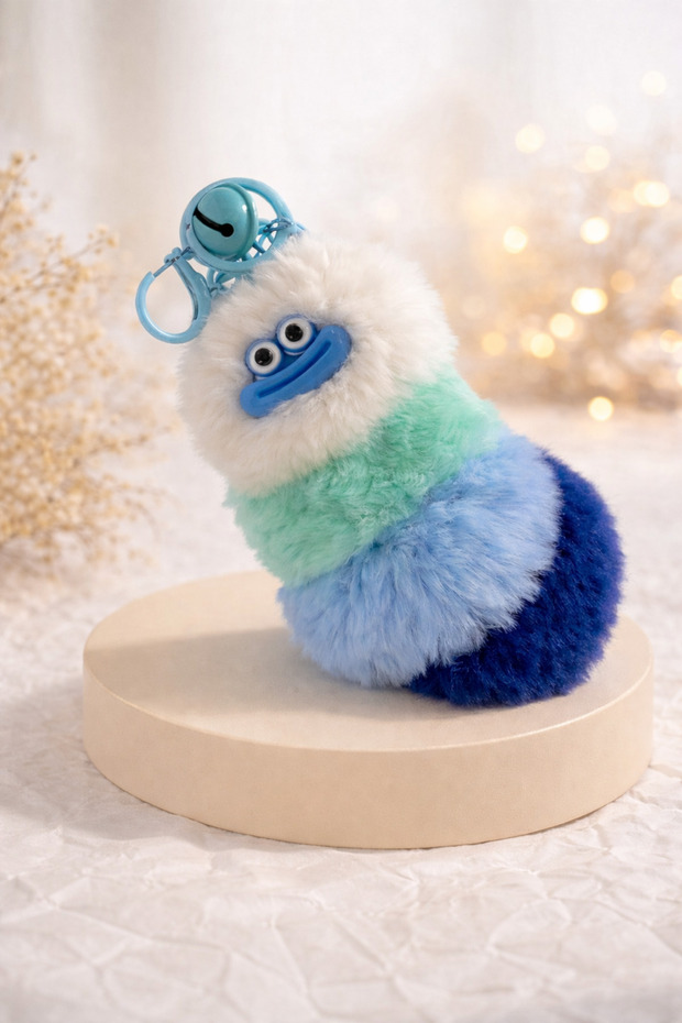 Colorful Fluffy Vehicle and Bag Ornament - Keychain 13X6 cm