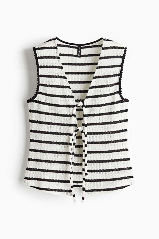 Knitted tie-front top