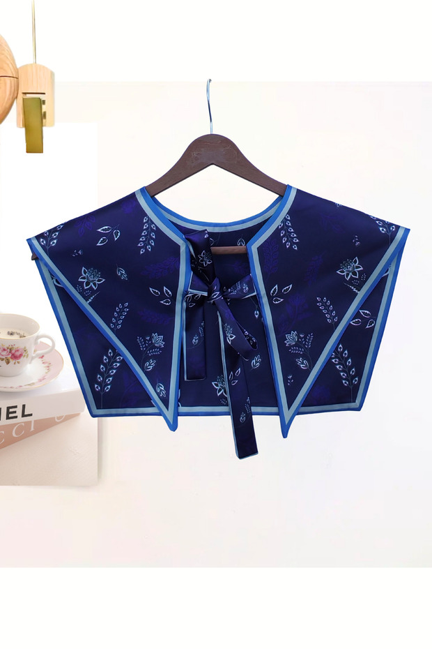 Luxury Floral Patterned Tie-Up Shoulder Shawl | Vintage Scarf Collar Accessory | Elegant Women's Scarf Collar