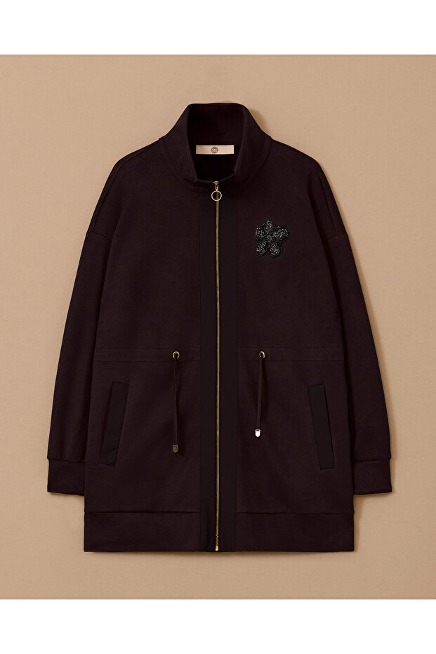 Taş İşlemeli Fermuarlı Kap - 1