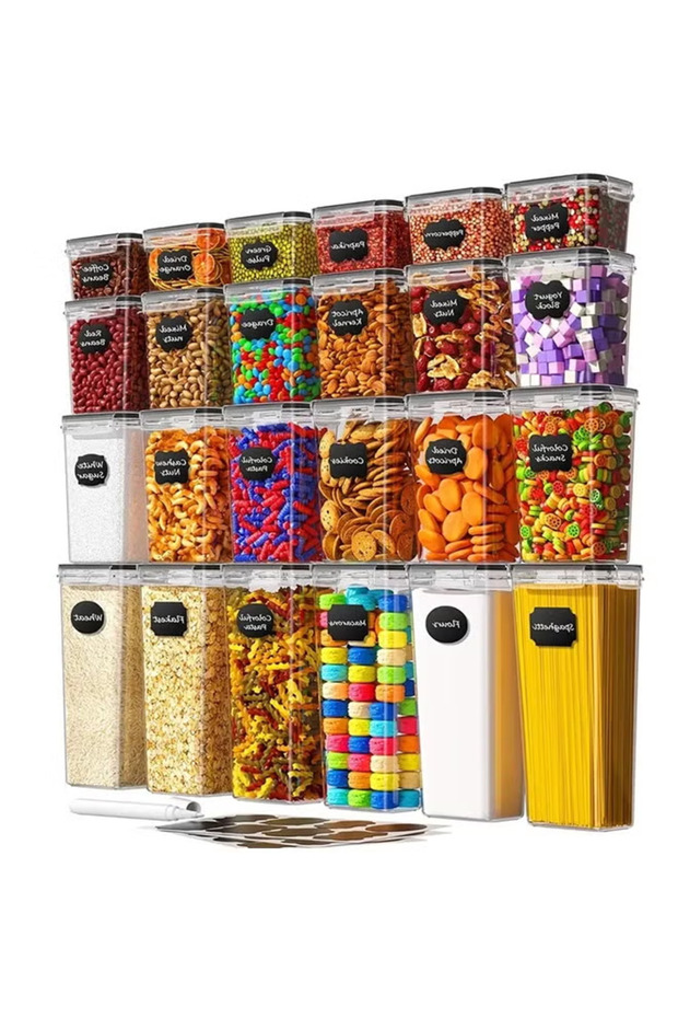 24-Pack Airtight Kitchen Storage Containers, Stackable with Labels - 2