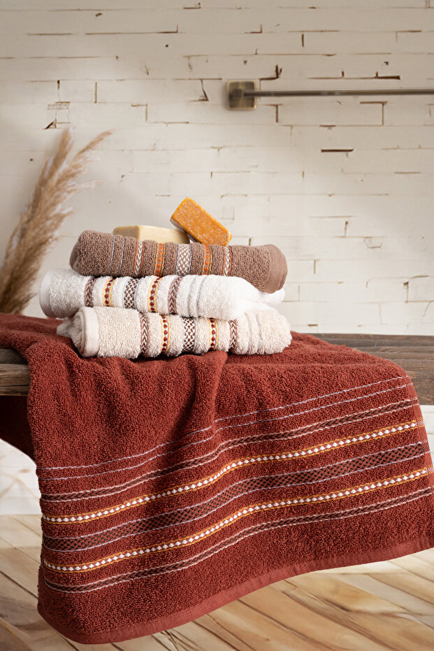 Cappadocia 50×85 cm 100% Cotton Towel Set – 4 Pieces, Highly Absorbent, Hand and Face Towels