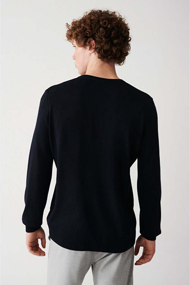 Erkek Lacivert Basic Kazak E005003 - 4