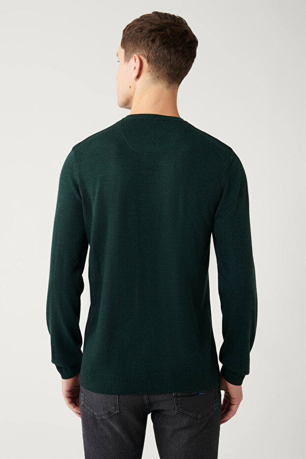 Erkek Yeşil Basic Kazak E005003 - 4