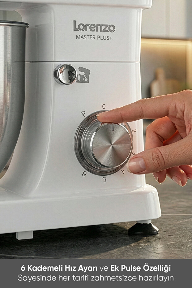 MasterPlus Hamur Yoğurma Mutfak Şefi Stand Mixer 6 lt 1500 W Çiğköfte,Krema Beyaz - 6