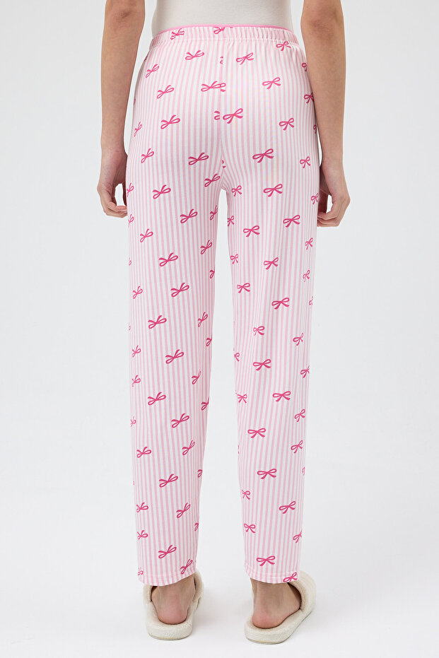 4528 Bow Pattern Pajamas Pink - 5