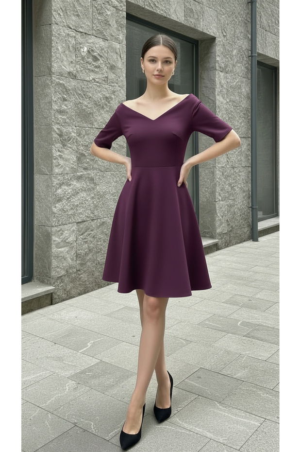 A-Line Mini Elbise - 4