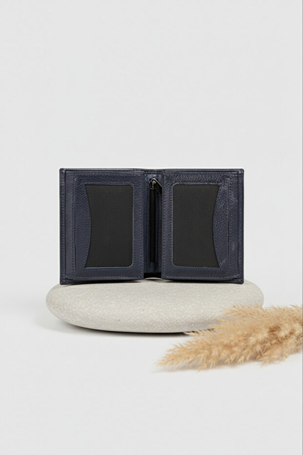La'Graccio Paris Genuine Leather Men's Wallet Navy Blue