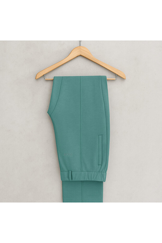 بنطال من القماش القطني ذو خطوط منقوشة ( حواف أسطوانية ) بأزرار وقصة مريحة أساسية - 3