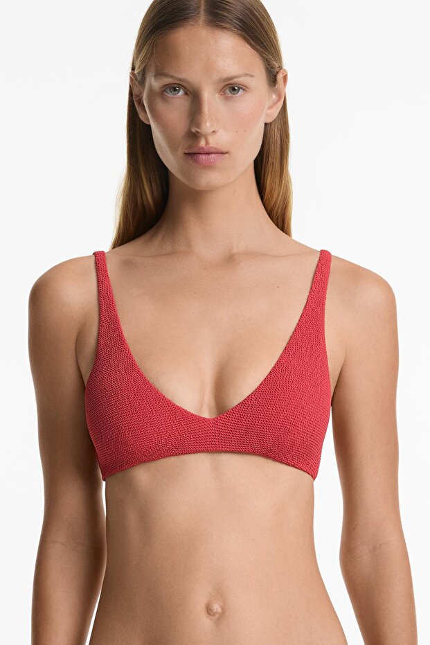 Halter crinkle bikini üstü - 1