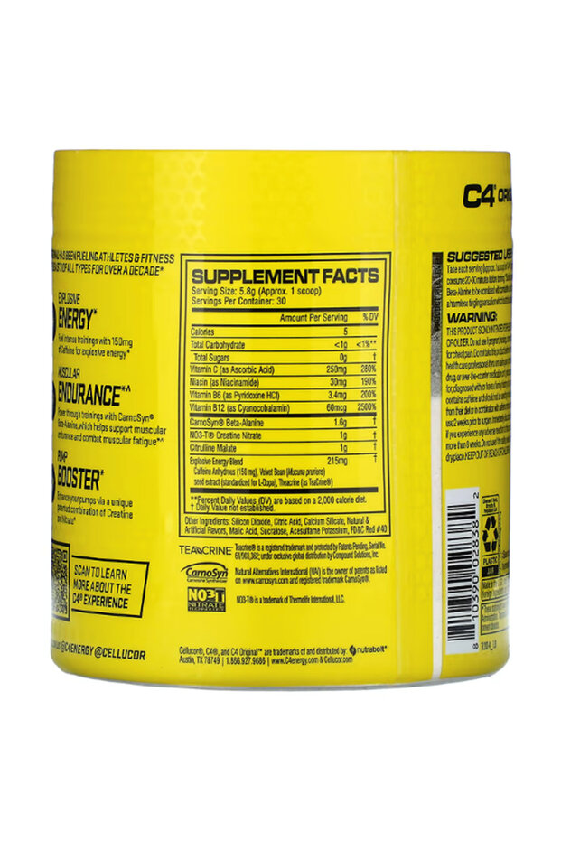 , C4 Original, Pre-Workout 30 Servis. Orj Abd Version, Avrupa Version değildir.55. - 3