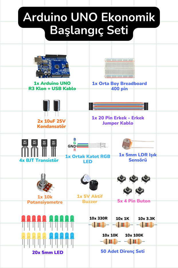 Arduino UNO Ekonomik Başlangıç Seti