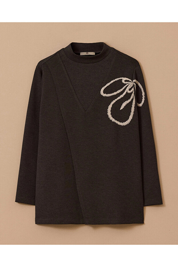 Nakışlı Örme Sweatshirt - 6