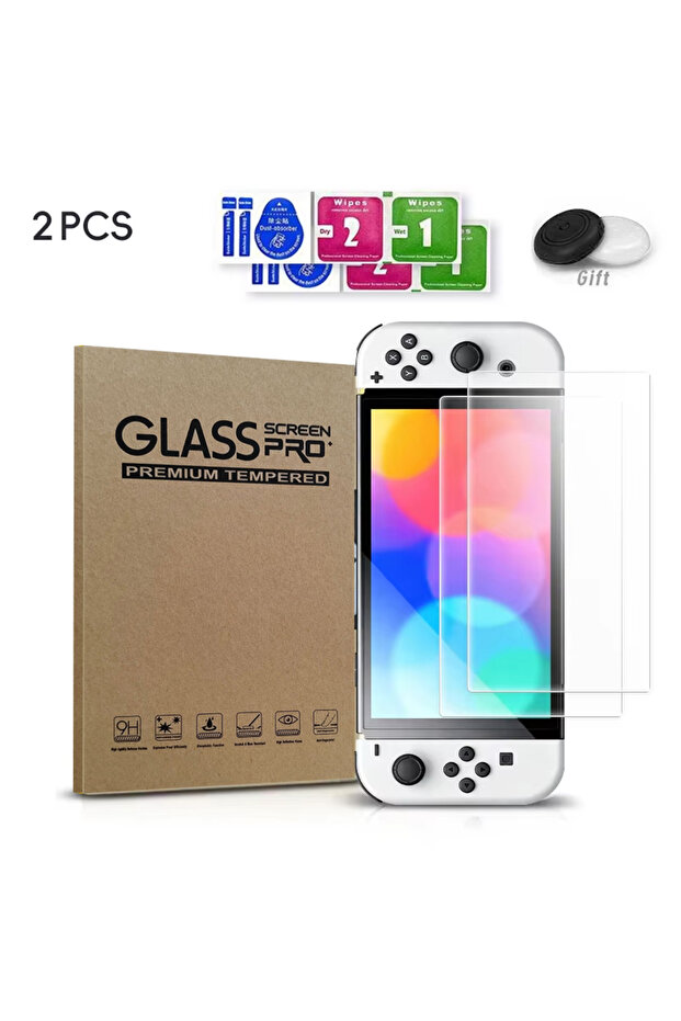 لـ Switch OLED قطعتين من الزجاج الواقي لـ Switch واقي شاشة من الزجاج المقوى لـ Switch Oled Lit
