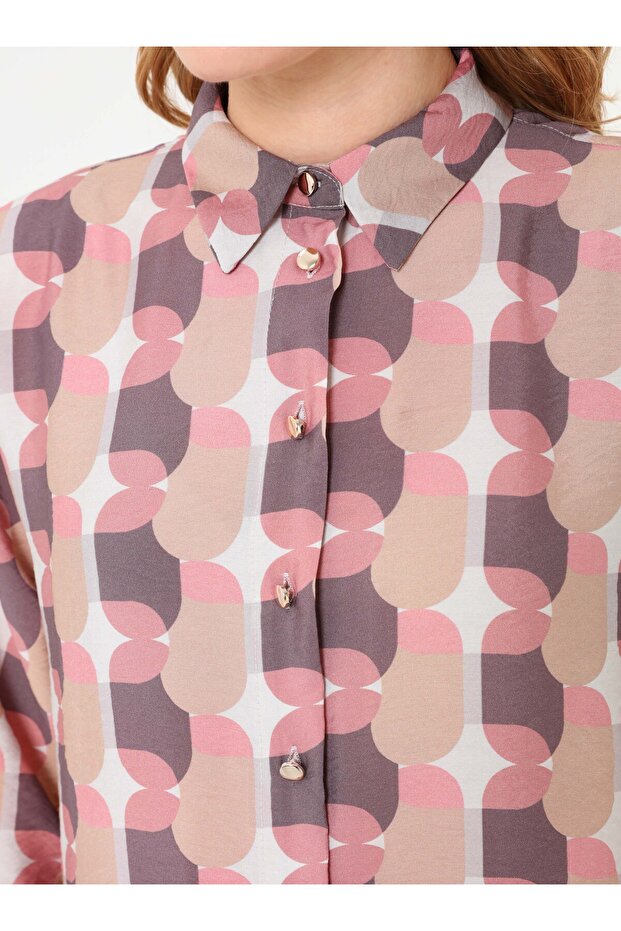 تونيك طويل بأكمام بالون منقوشة - منقوشة - - 5