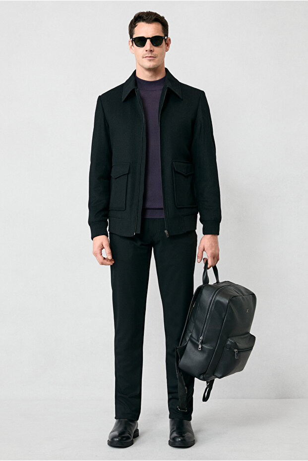 Yarım Balıkçı Yaka Regular Fit Yünlü Basic Örme Triko Kazak - 6