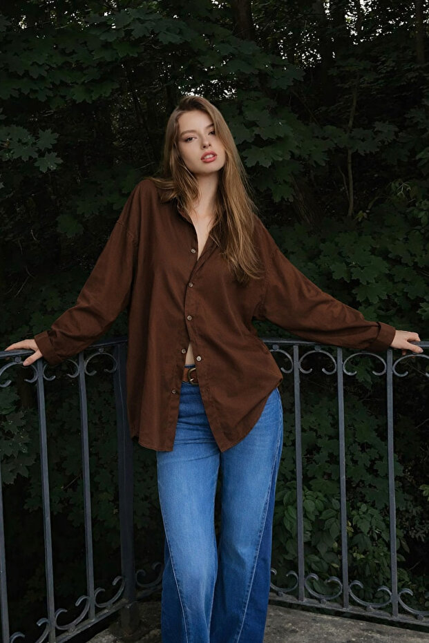 Oversize Uzun Basic Gömlek - 2