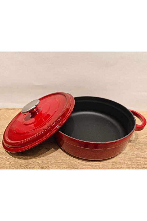 وعاء دائري ضحل مقاس 24 سم باللون الأحمر المتدرج - 3