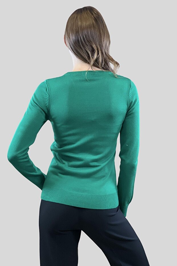 V Yaka Basic Kadın Triko Kazak - 3