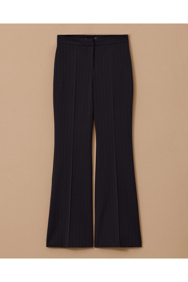 Çizgili İspanyol Paça Pantolon - 6