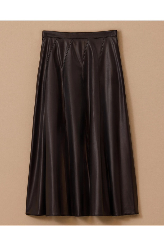 Suni Deri Kloş Etek - 5
