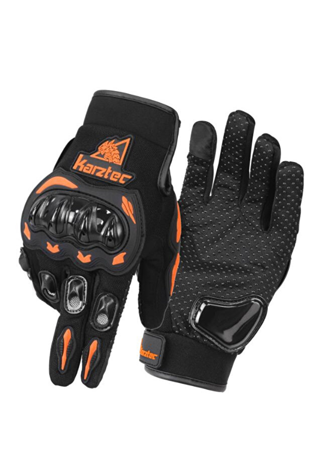 Karztec Full Protection Long Bone and Palm Protection Windproof Motorcycle Gloves Orange