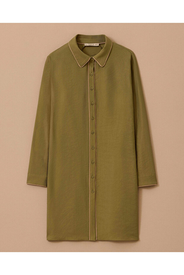 Plus Size Piped Basic Tunic - 5