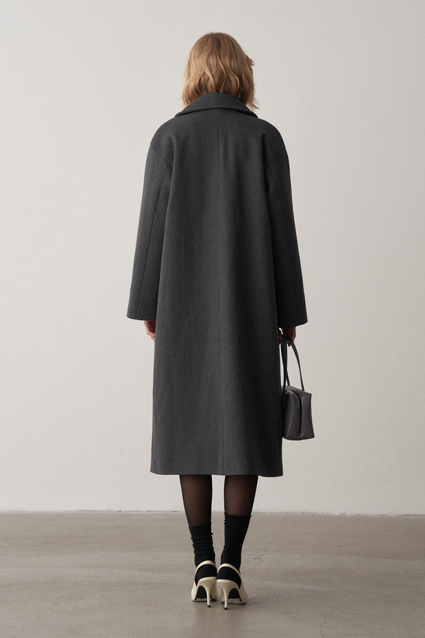 Antrasit Luce Yün Oversize Kaban - 8