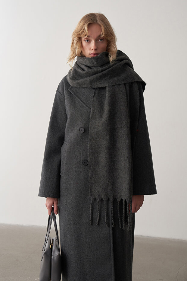 Antrasit Luce Yün Oversize Kaban - 7