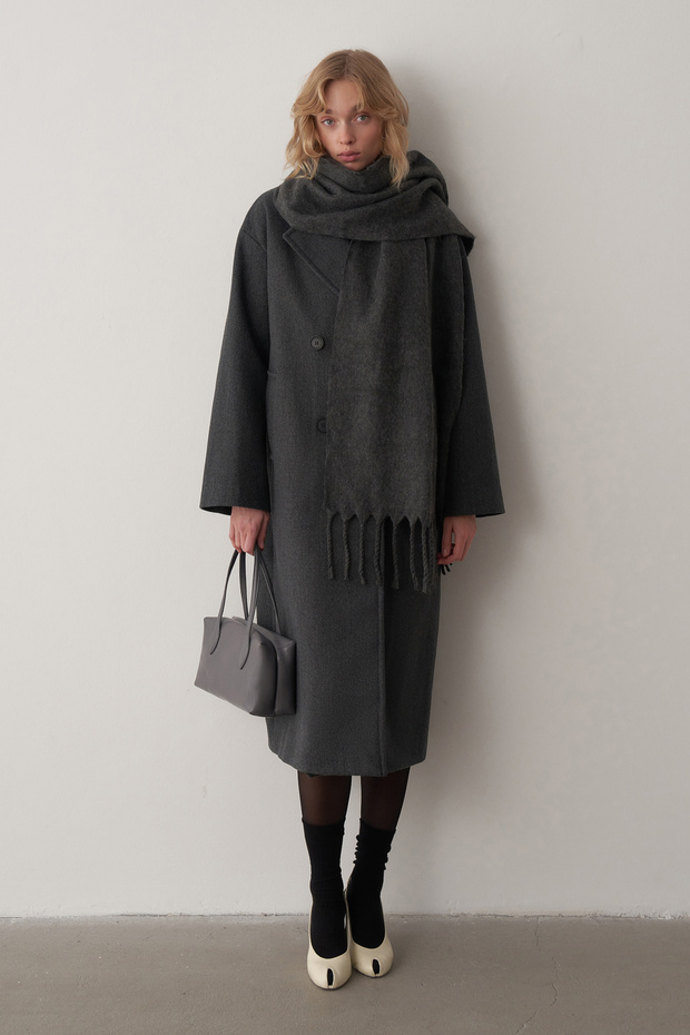 Antrasit Luce Yün Oversize Kaban - 3