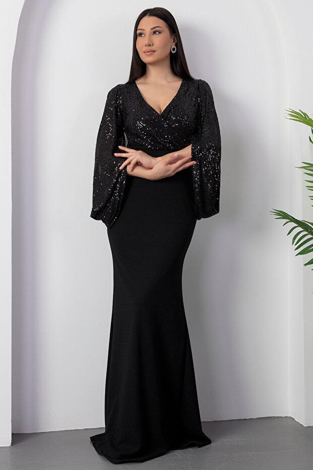 Üst Pulpayet Alt Dalgıç Uzun Abiye Elbise 13086 - 5