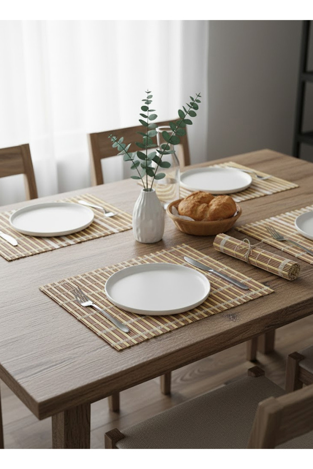 مفرش طاولة من اعواد الخيزران متعدد الاستخدامات 45×30 سم - 1