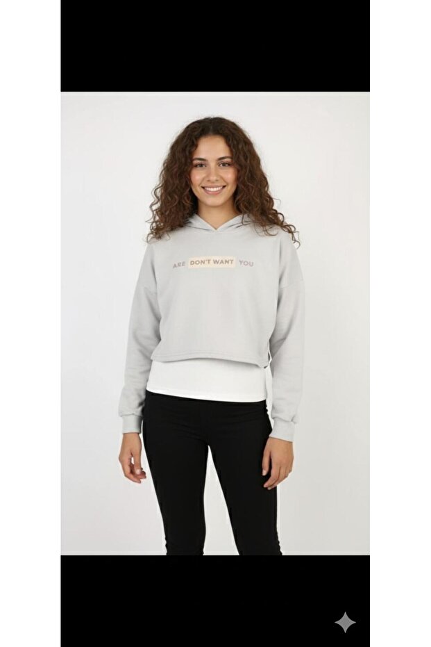 Text Printed Hooded Sweatshirt