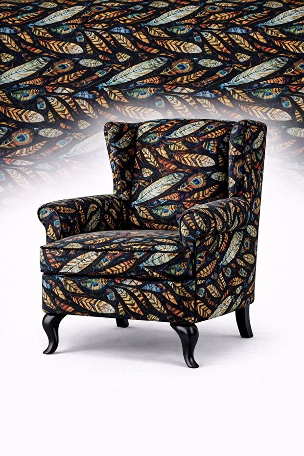 قماش تنجيد بطباعة رقمية منقوش بالريش - 1