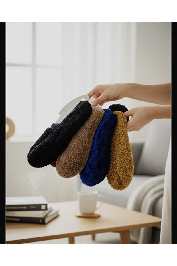 Practical Dowry Shoes, Soft, Plush Women's Booties, (4 Pieces) Black, Brown, Mustard, Blue, Size 35/39 Compatible