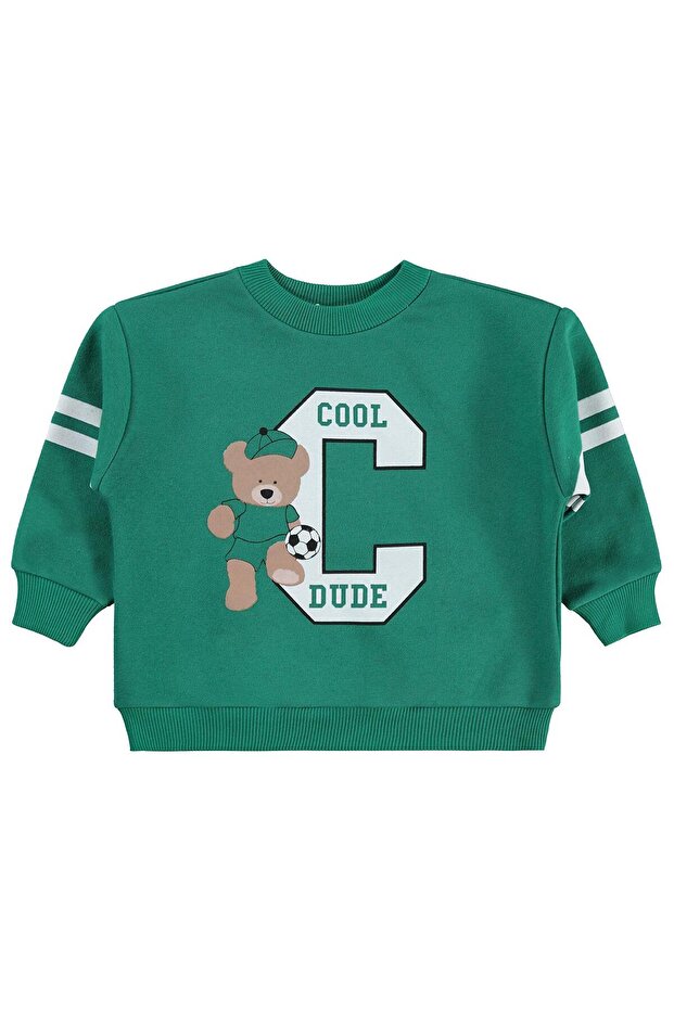 Cool Dude Printed/Embroidered 2-5 Years Old Sweatshirt - Green 4-5 Years Old