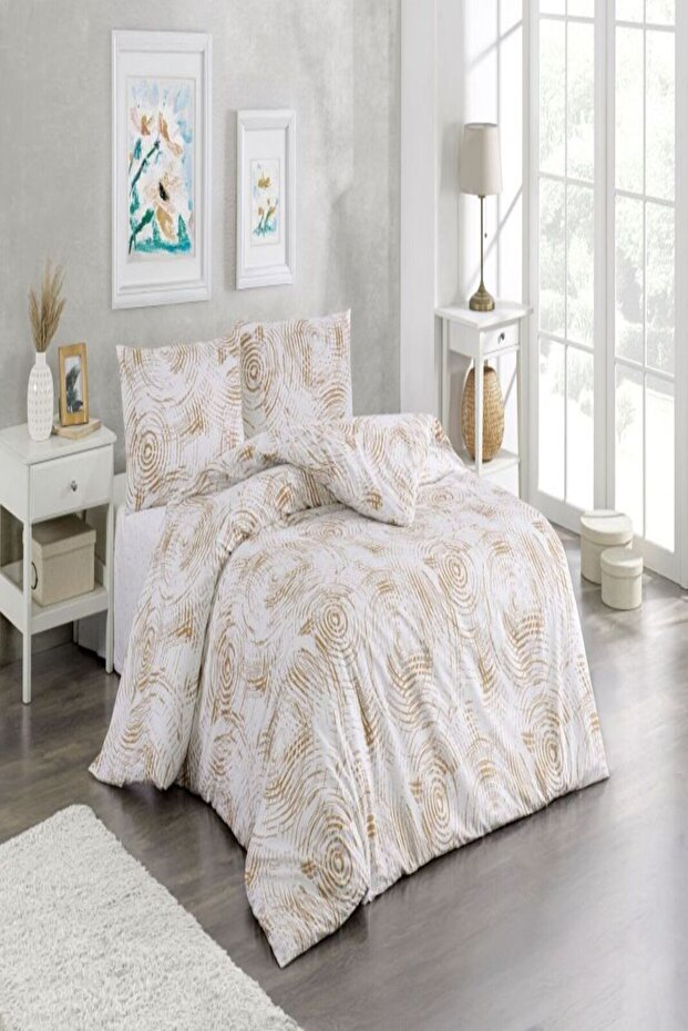 Helezon Brown Duvet Cover Set Double Size