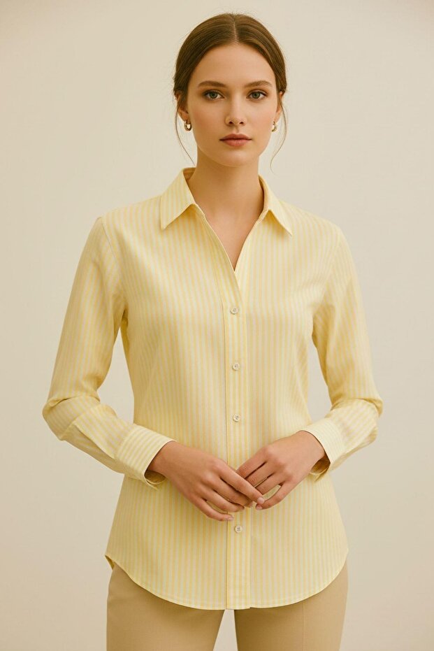 Sarı Oversize Kadın Gömlek - 1