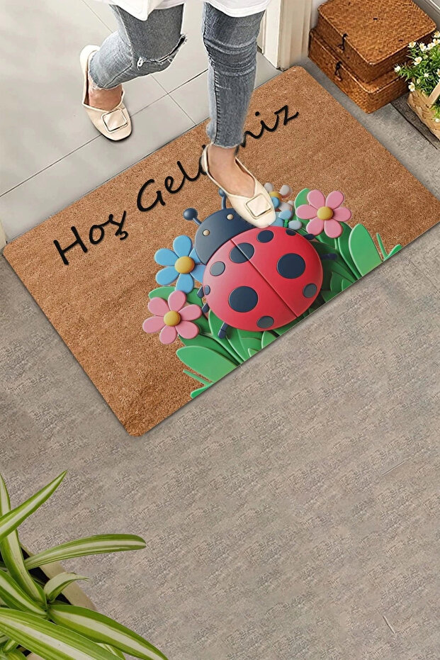 Ladybug and Daisy Welcome Door Mat 45x70cm