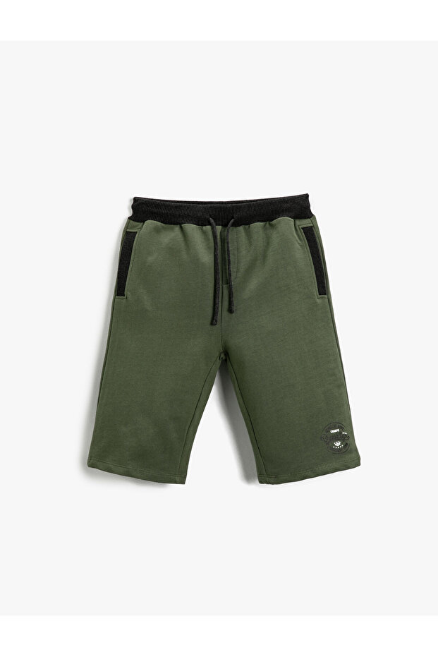 Slogan Printed Shorts Cotton Waist Tied