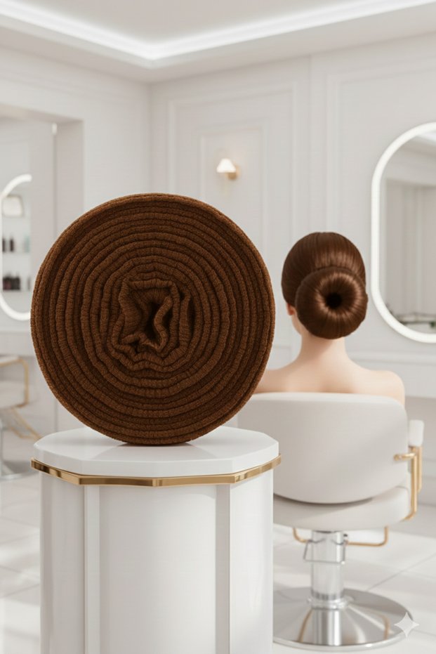 Professional 10 Meter Cuttable Hair Bun Sponge - Hairdresser Type Flexible Shaping Tool Brown