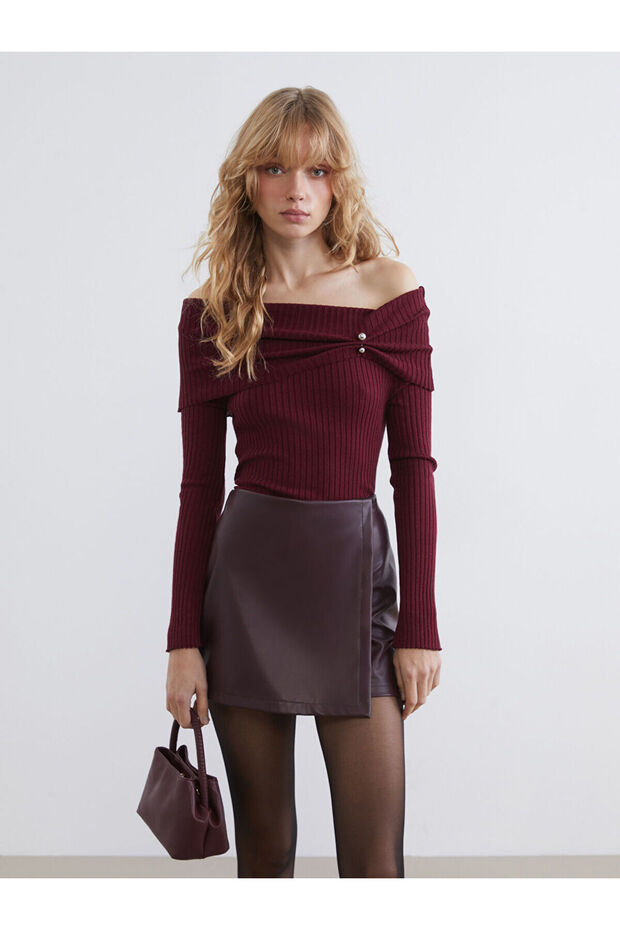 Boat Neck Women's Knitwear Sweater