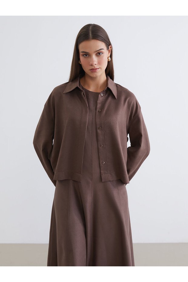 Peak New Season Crew Neck Suede Look A-Line Dress