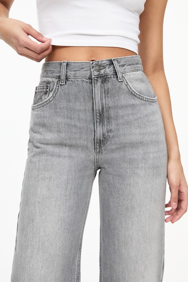 Yüksek bel straight fit jean - 5