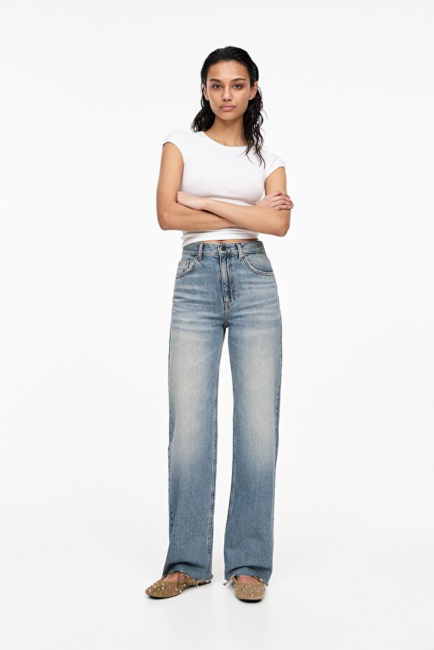 Yüksek bel straight fit jean - 3