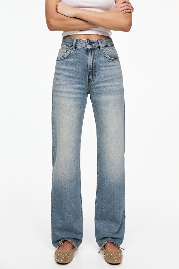 Yüksek bel straight fit jean - 7
